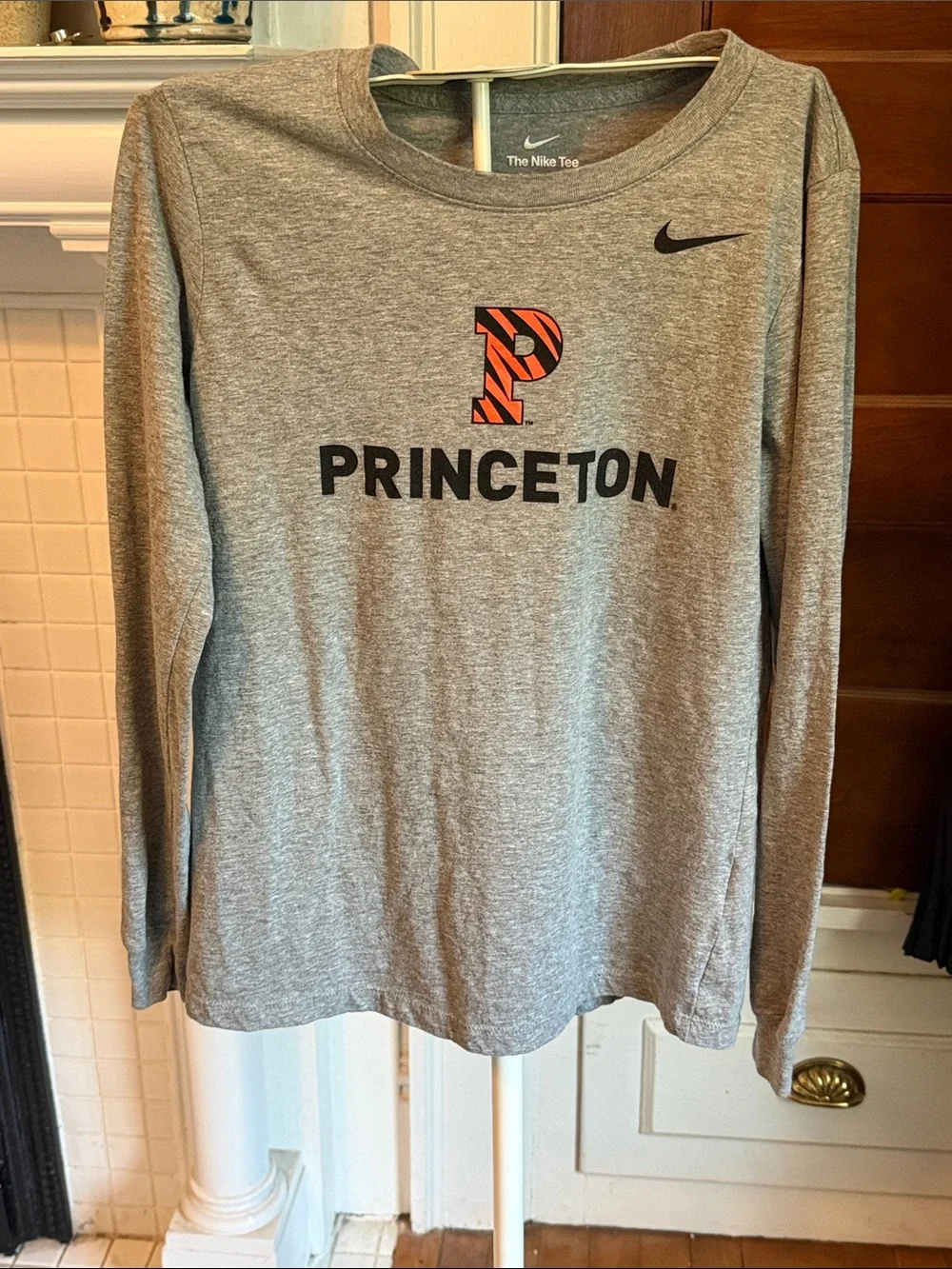 Nike Gray Long-Sleeve Princeton Tee with Orange 